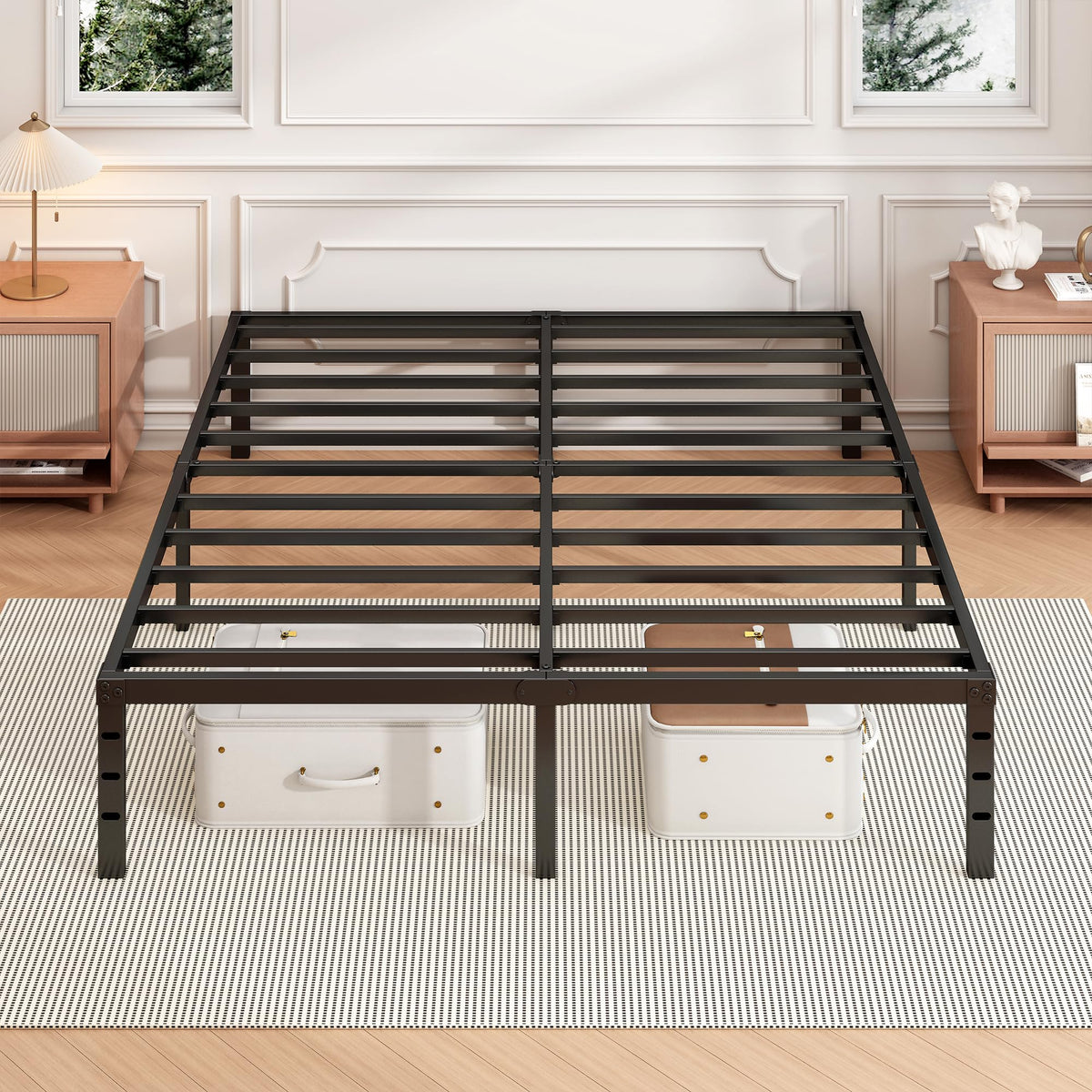 18 Inch Full Bed Frame with Under Bed Storage, Black R981451