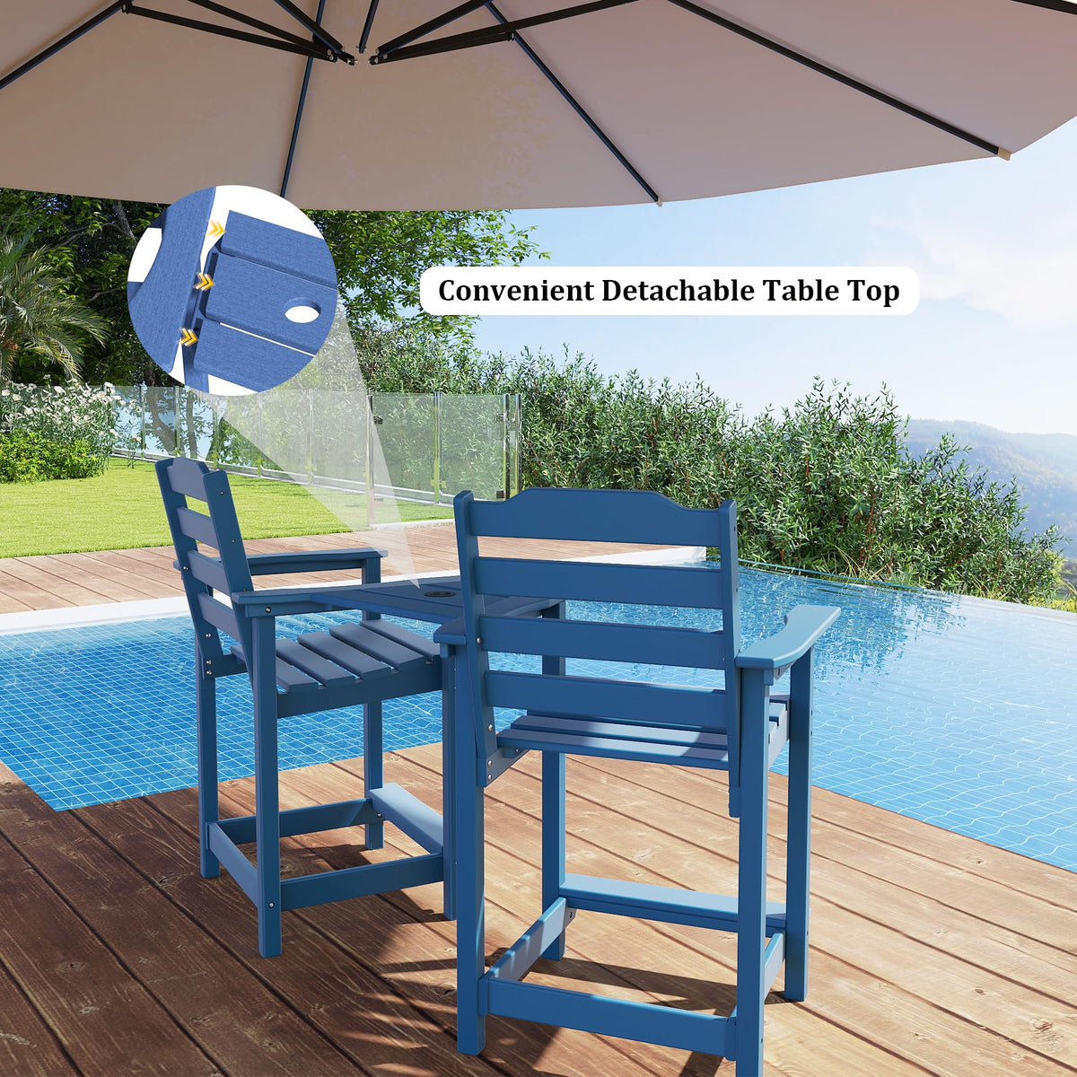 HDPE All-Weather Plastic Adirondack Chair Set of 2 Navy Blue G45610