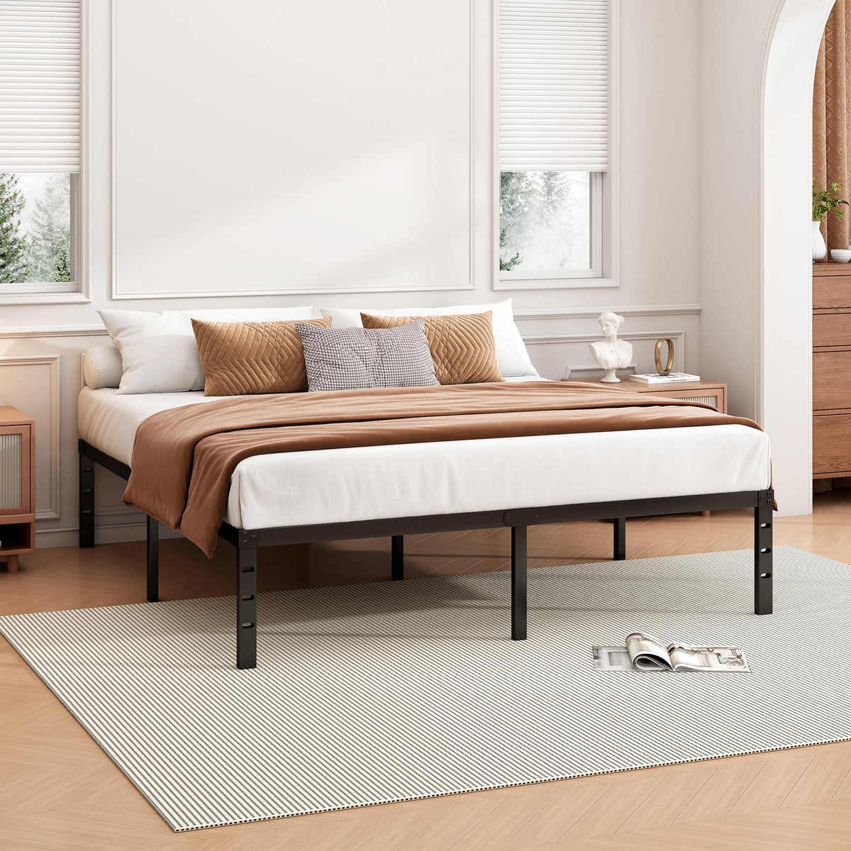 18 Inch Full Bed Frame with Under Bed Storage, Black R981451